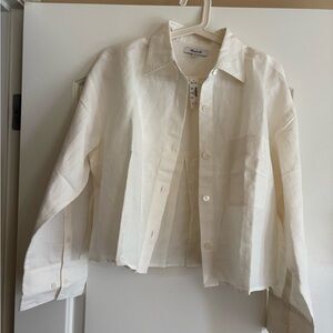 Madewell Straight-Hem Shirt in Linen (current style) - Cream Collared Button-Up
